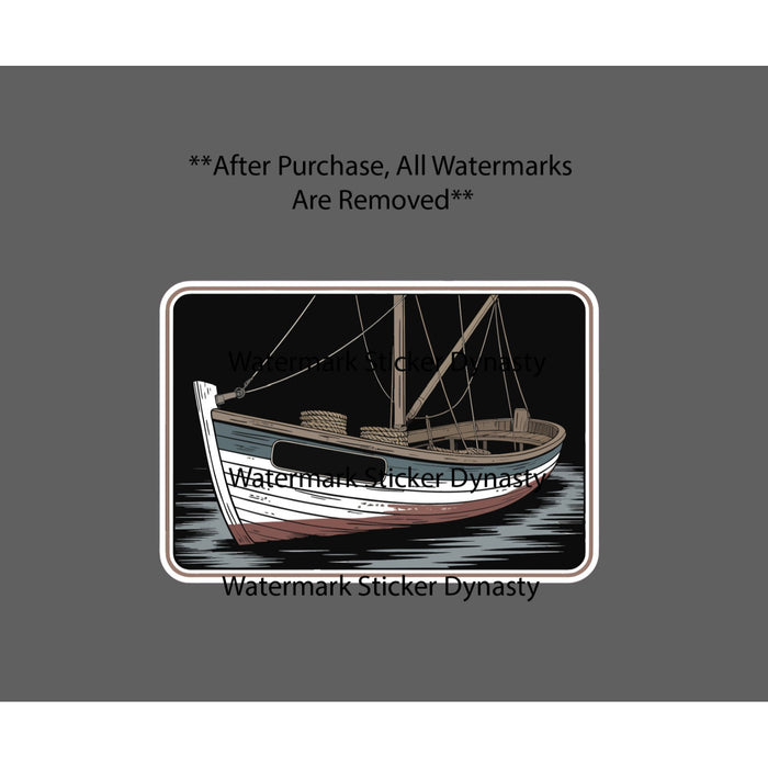 Fishing Boat Sticker Waterproof Decal Retro Vintage Wood Rope Ocean Gift NEW