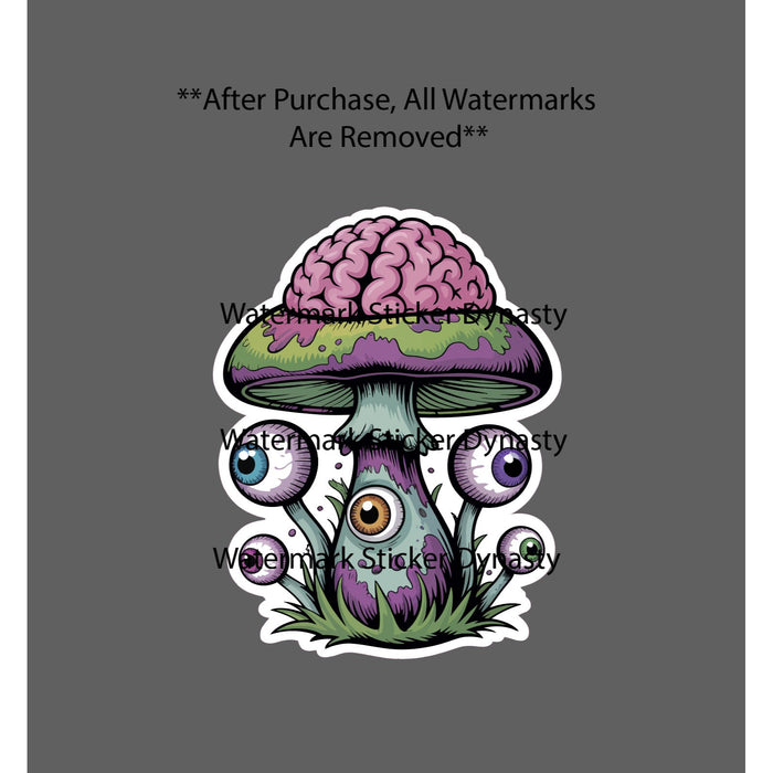 Mushroom Trippy Sticker Waterproof Decal Brain Eyeballs Art Artistic Gift NEW