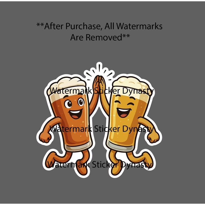 Beer Cheers Sticker Waterproof Decal High Five Cartoon Drinking Party Gift NEW