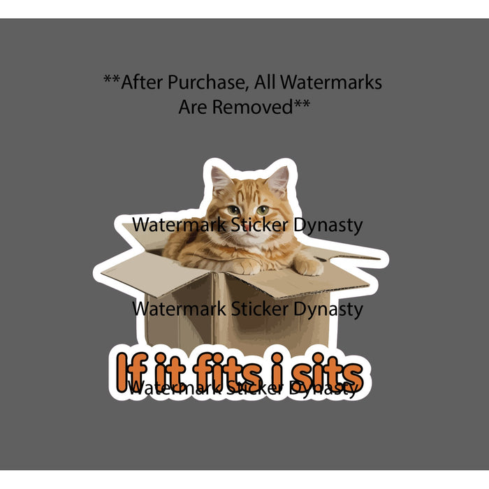 Cat In A Box Sticker Waterproof Decal Fits I Sits Cute Funny Humor Gift NEW