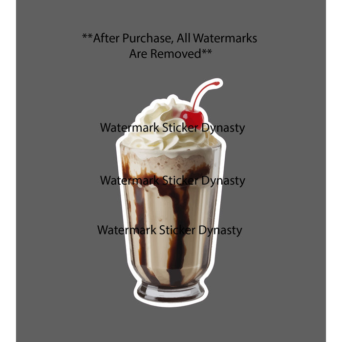Milkshake Sticker Waterproof Decal Ice Cream Dessert Cherry Chocolate Gift NEW
