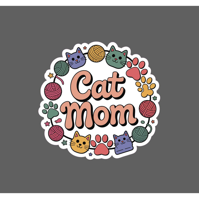 Cat Mom Sticker Waterproof Decal Yarn Ball Paw Kitten Animal Pet Gift NEW