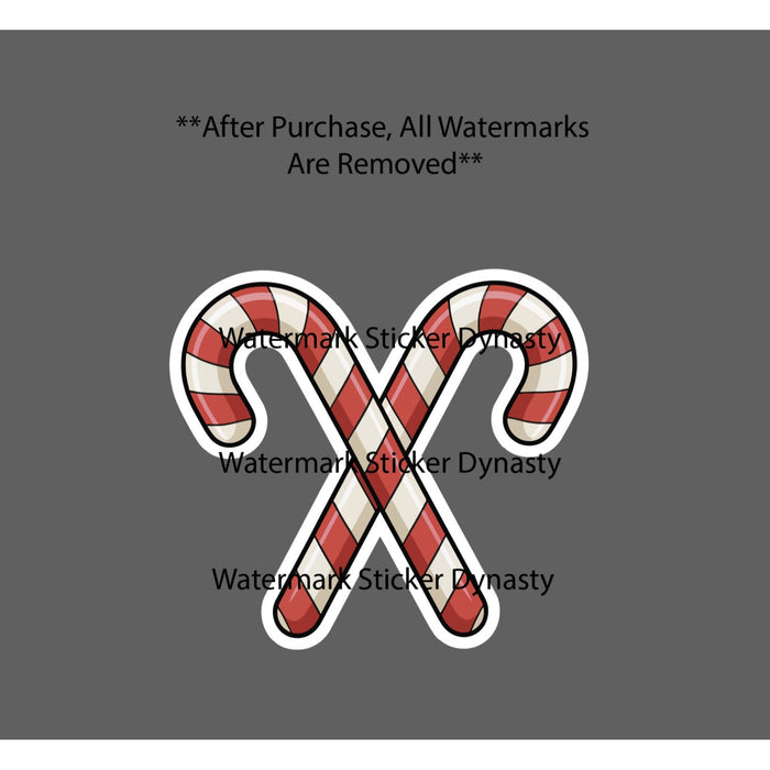 Candy Canes Sticker Waterproof Decal Holiday Christmas Season Sugar Gift NEW