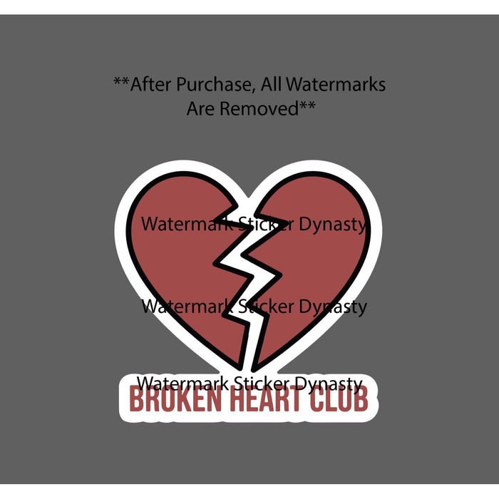 Broken Heart Club Sticker Waterproof Decal Relationship Love Gift NEW