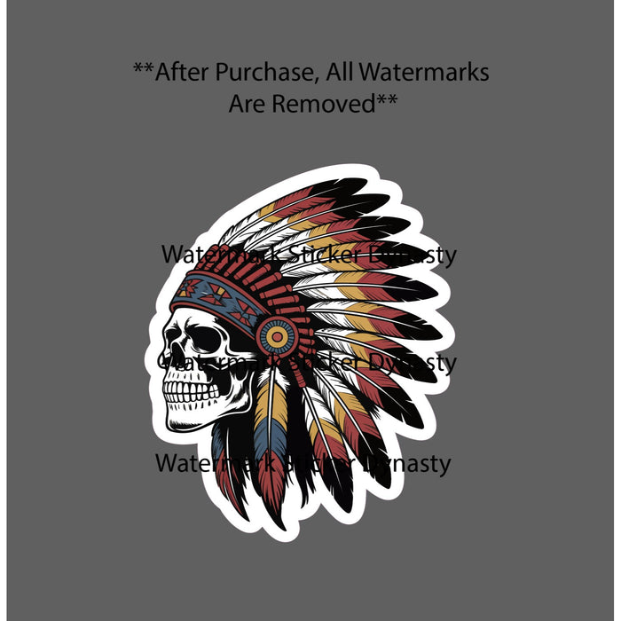Indian Chief Sticker Skull Culture Headdress Native Gift Waterproof NEW