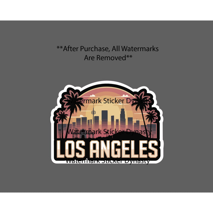 Los Angeles Sticker Waterproof Decal Cali California Palm Tree Skyline Gift NEW