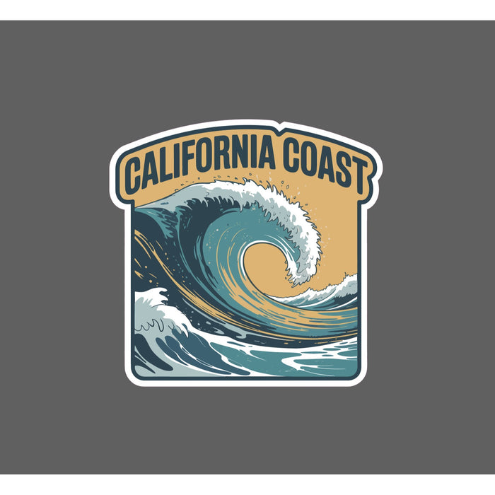California Coast Sticker Waterproof Decal Wave Cali Beach Surf Retro Gift NEW