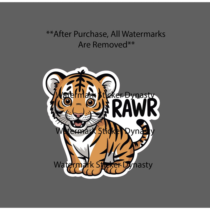 Rawr Baby Tiger Sticker Waterproof Decal Cub Animal Wildlife Kawaii Gift NEW