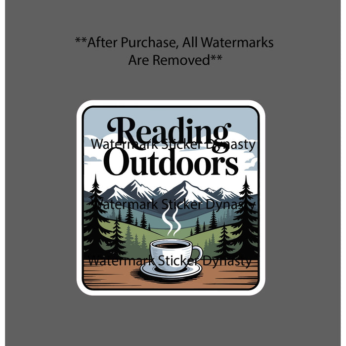 Reading Outdoors Sticker Waterproof Decal Coffee Caffeine Mountains Gift NEW