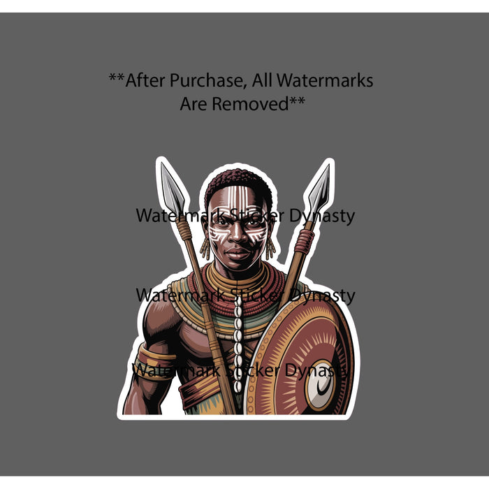 African Warrior Sticker Waterproof Decal War Spear Tribe Tribal Gift NEW