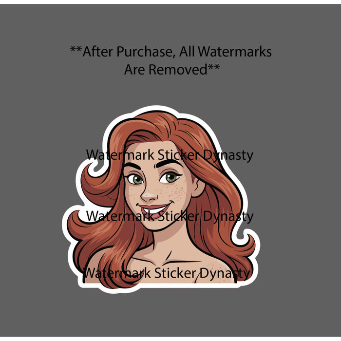 Red Head Woman Sticker Waterproof Decal Green Eyes Beauty Hair Princess Gift NEW