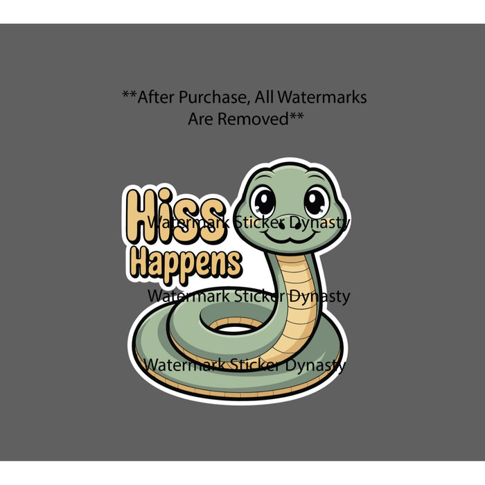 Hiss Happens Sticker Waterproof Decal Snake Pun Funny Kawaii Cute Gift NEW