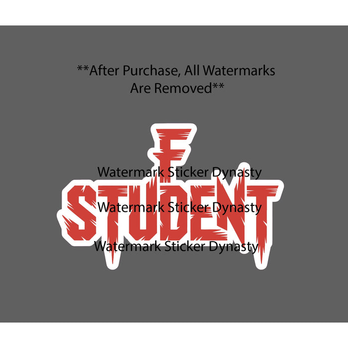 F Student Sticker Waterproof Decal School College Grades Gift NEW