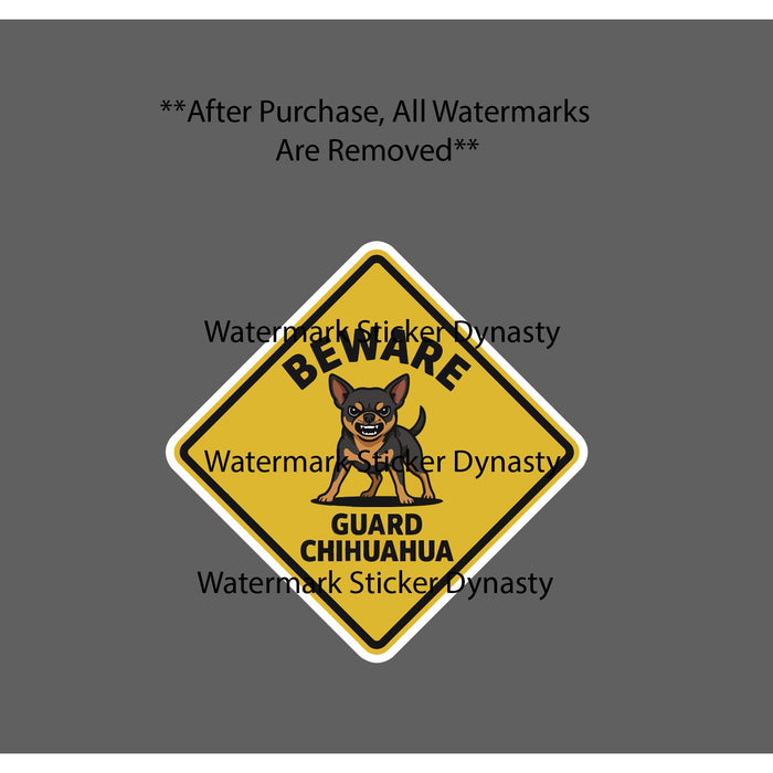 Guard Chihuahua Sticker Waterproof Decal Beware Danger Funny Humor Dog Gift NEW