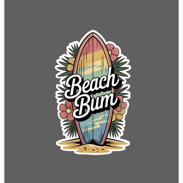Beach Bum Sticker Ocean Beach Surf Surfing Travel Floral Gift Waterproof NEW