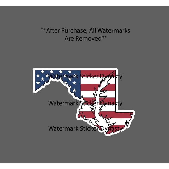Maryland Sticker Waterproof Decal USA Flag Patriotic State Home Travel Gift NEW