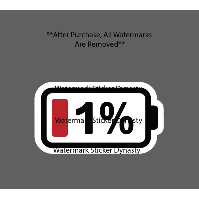 1% Battery Sticker Dead Phone Electronics Life Funny Gift Waterproof NEW
