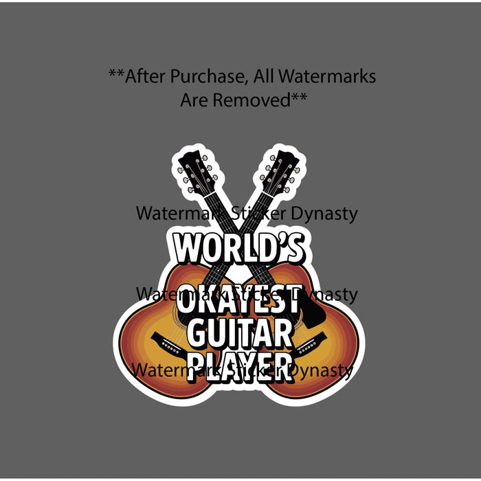 World's Okayest Guitar Player Sticker Waterproof Decal Music Band Gift NEW