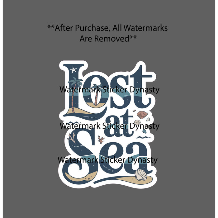 Lost At Sea Sticker Waterproof Decal Travel Shell Beach Ocean Gift NEW