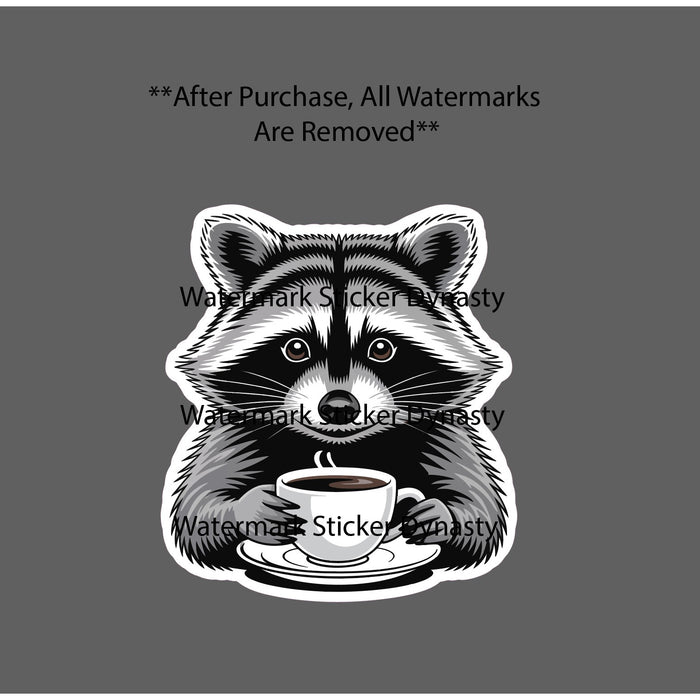 Raccoon Coffee Sticker Waterproof Decal Brew Animal Caffeine Funny Gift NEW