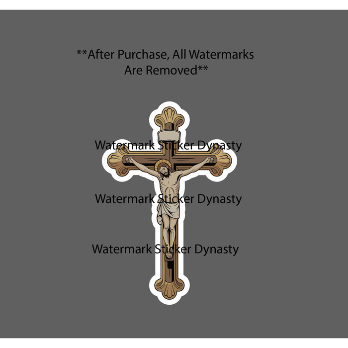 Catholic Cross Sticker Waterproof Decal Jesus Crucifix Faith Church Gift NEW