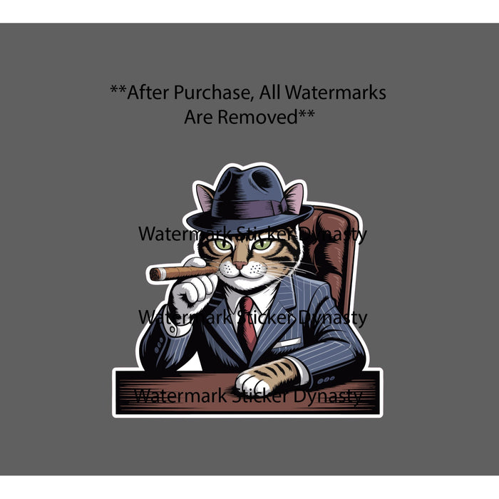 Cat Boss Cigar Sticker Waterproof Decal Mob Boss Mafia Mobster Gangster Gift NEW