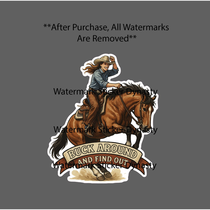 Buck Around and Find Out Sticker Waterproof Decal Cowgirl Western Country NEW