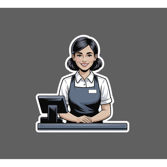 Cashier Sticker Waterproof Decal Store Grocery Job Work Money Gift NEW