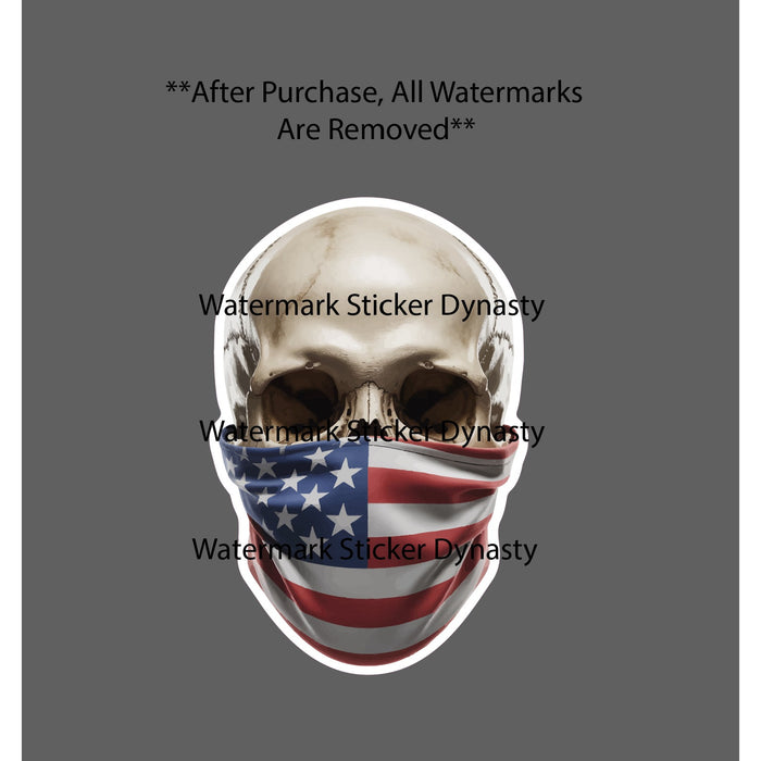 Skull American Flag Mask Sticker Waterproof Decal USA Bones Hardcore Gift NEW