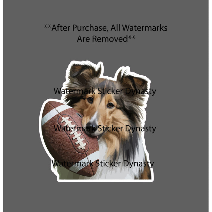 Shetland Sheepdog Football Sticker Waterproof Decal Animal Sports Breed Gift NEW