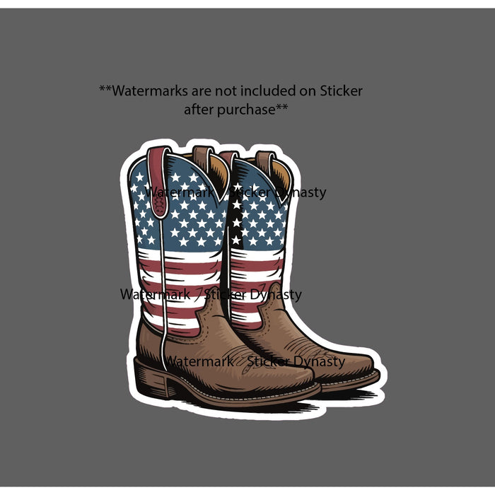 Cowboy Boots Sticker Waterproof Decal USA Flag Country Western Rodeo Gift NEW