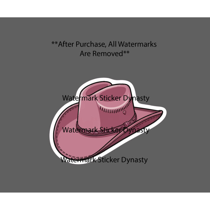 Pink Cowboy Hat Sticker Waterproof Decal Cowgirl Country Western Music Gift NEW