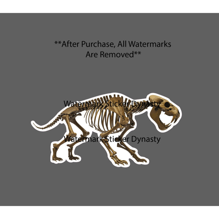 Saber Tooth Tiger Skeleton Sticker Waterproof Decal Bones Cat Animal Gift NEW