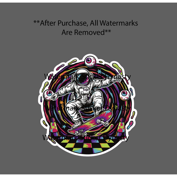 Astronaut Skateboarder Sticker Waterproof Decal Skater Neon Trippy Gift NEW