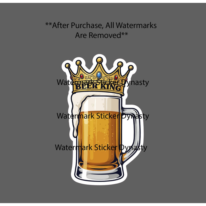 Beer King Sticker Waterproof Decal Crown Royalty Drinking Party Fun Gift NEW