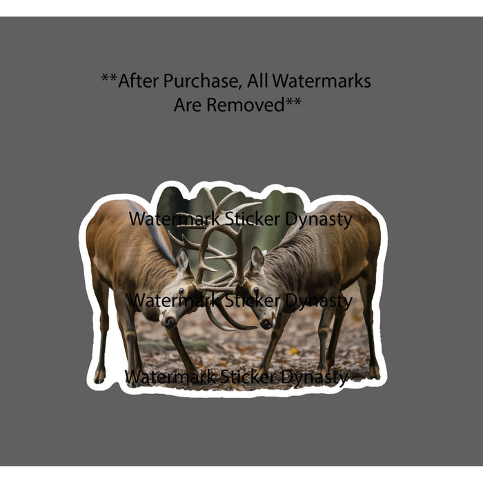 Bucks Fighting Sticker Waterproof Decal Deer Animal Rut Mating Outdoor Gift NEW