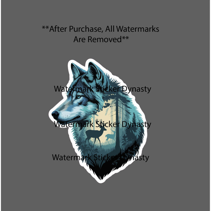 Wolf Turqoise Sticker Waterproof Decal Outdoor Nature Scene Woods Tree Gift NEW