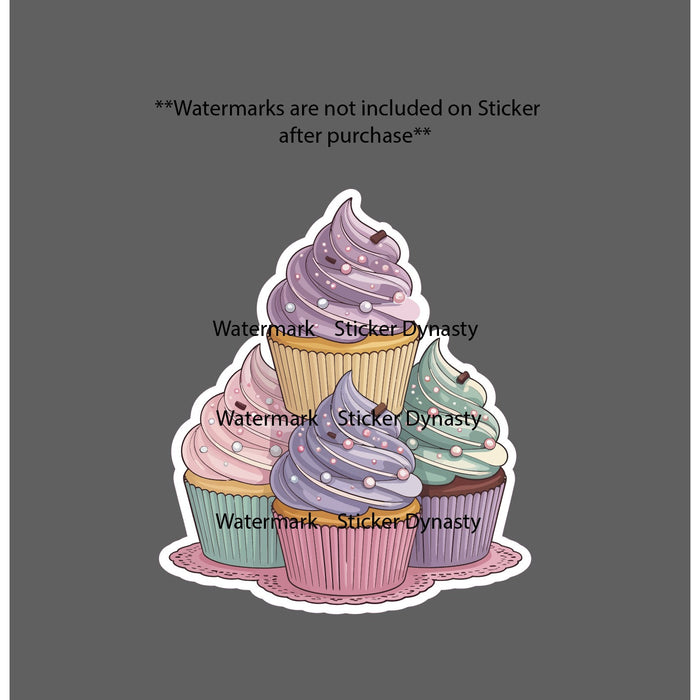 Cupcakes Sticker Waterproof Decal Frosting Dessert Party Sugar Food Gift NEW
