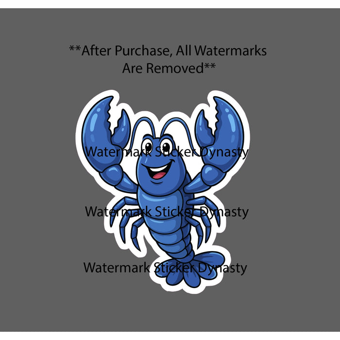 Blue Lobster Sticker Waterproof Decal Art Cartoon Rare Fishing Ocean Gift NEW