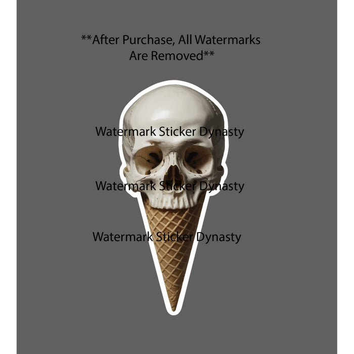 Skull Ice Cream Cone Sticker Waterproof Decal Realistic Hardcore Food Gift NEW
