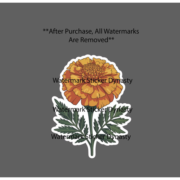 Marigold Sticker Waterproof Decal Tagetes Flower Floral Nature Home Gift NEW