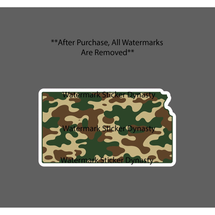 Kansas Sticker Waterproof Decal Camo State Outdoor Nature Hunting Fish Gift NEW