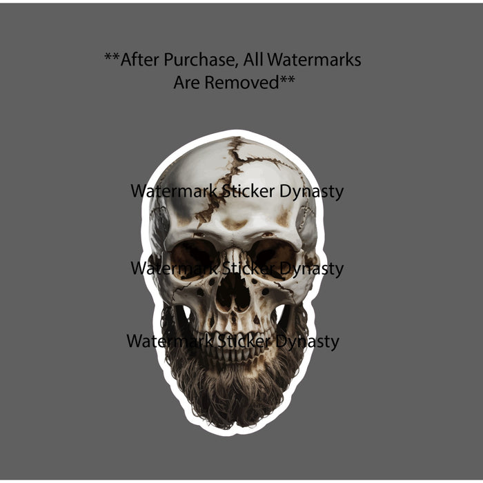 Bearded Skeleton Sticker Waterproof Decal Beard Bones Horror Scary Gift NEW
