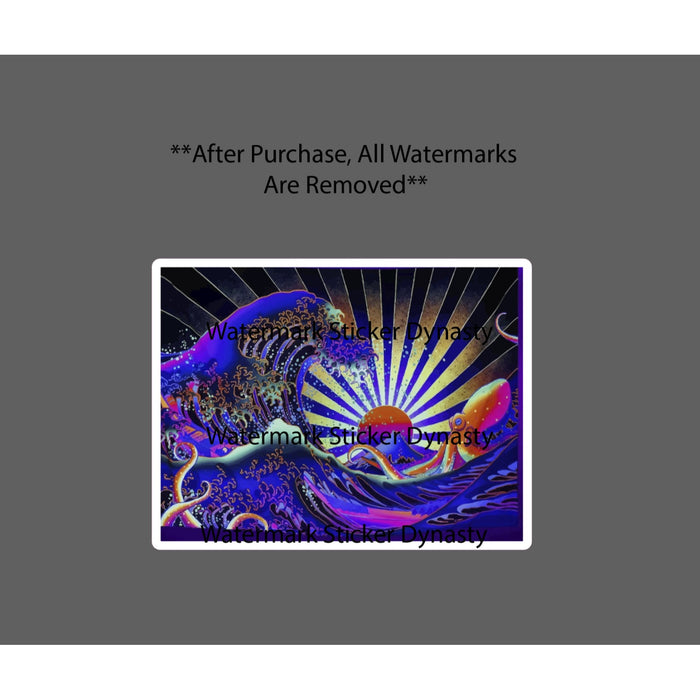 Japanese Sea Sticker Waterproof Decal Trippy Abstract Ocean Waves Gift NEW