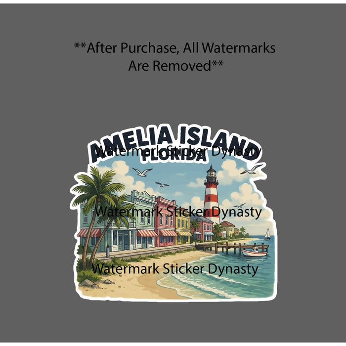 Amelia Island Sticker Waterproof Decal Florida Beach Tropical Travel Gift NEW