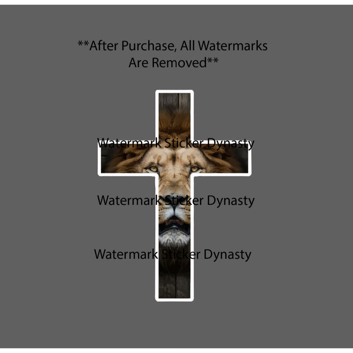 Lion Cross Sticker Waterproof Decal Animal Jesus Faith Judah Christ Gift NEW