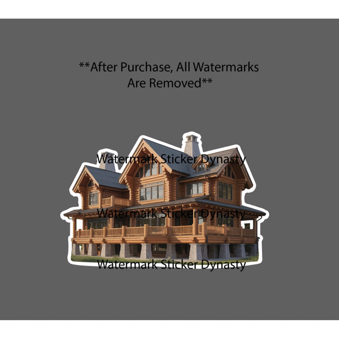 Log Cabin Sticker Waterproof Decal Mountain House Home Travel Luxury Gift NEW