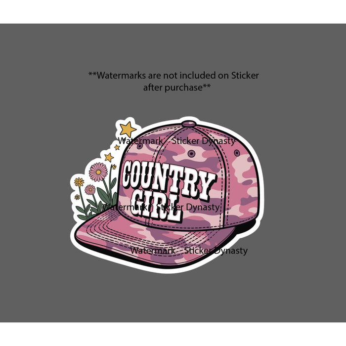 Country Girl Sticker Waterproof Decal Pink Camo Hat Floral Flower Gift NEW