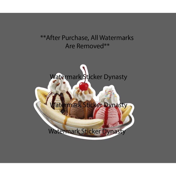 Banana Split Sticker Waterproof Decal Ice Cream Dessert Food Gift NEW
