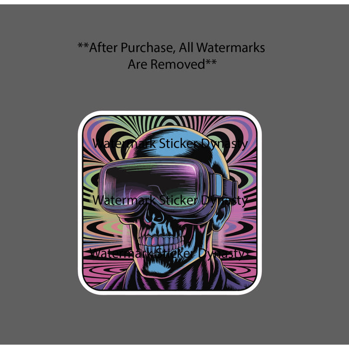 Skull VR Goggles Sticker Waterproof Decal Virtual Reality Neon Trippy Gift NEW